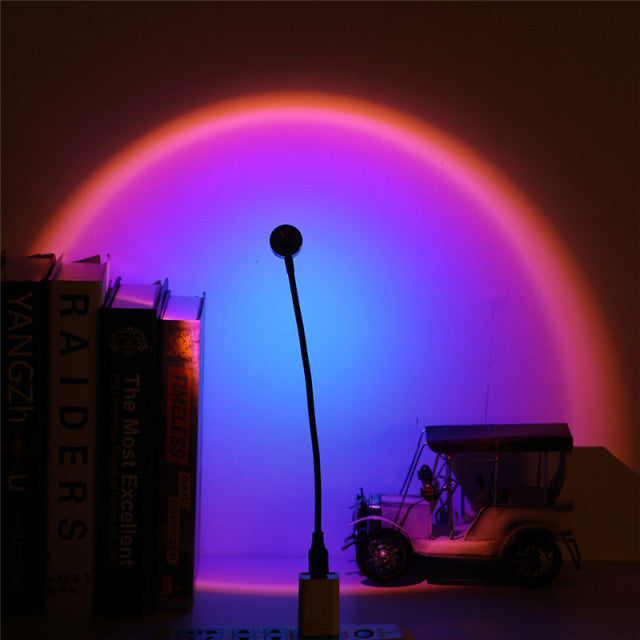 Sunset Lamp USB Rainbow Projector Atmosphere Night Light Home Decoration Photography Lighting Coffee Shop Wall Decor Lights.